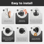 Black Wreath-Hanger, Strong Stainless Steel Suction-Cup-Wreath-Hooks, 4 Pack Wreath-Door-Hanger Fall Halloween Christmas Decorations, Welcome Sign for Front Door Indoor Outdoor (4 Black, 4)