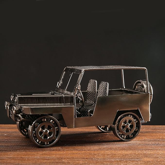 Pilipane Metal Car Figurine Vintage Antique Handcrafted Iron Decorative Model Ornament for Home Entryway TV Cabinet Wine Cabinet Decor (Silver)