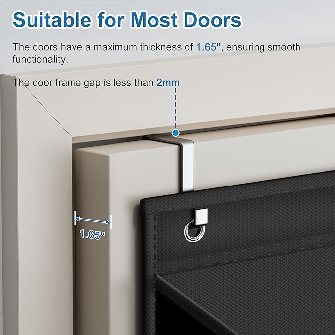 SLEEPING LAMB 2 Pack Narrow Over The Door Shoe Organizer with 8 Large Deep Pockets, Hanging Shoe Rack for Closet Door Storage for Boots, Sneakers (Black)