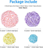 Patelai 36 Pcs Wicker Rattan Balls Decorative Balls for Vase Centerpiece Bowls Orbs Filler for Home Decor,4 Sizes(Macaron Color,2.4'',2'',1.6'',1.2'')