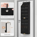 STORAGE MANIAC Over the Door Shoe Organizer with Curtain Dustproof Heavy-Duty Large Deep Pocket Hanging Shoe Organizer for Closet Dorm & Narrow Door Storage Shoe Holder Shoe Rack, 9-Shelf Black 1 Pack