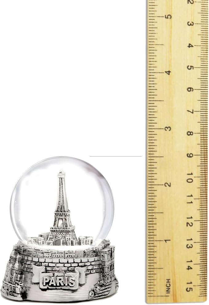 Mini Silver Paris Eiffel Tower Snow Globe, (2.5 Inches Tall) Paris Snow Globes Collection