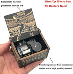 Pursuestar Black Wooden Wind Up Music Box - Bohemian Rhapsody-Queen, Vintage Engraved Wood Mechanism Musical Gifts for Anniversary Mother's Day Valentine's Day Christmas Thanksgiving Birthday