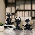 Suoedd Black Frog Figurines Yoga Decor Set of 3 –Frog Yoga Statues for Modern Living Room Table Office Bookshelf Shelves Home Sculptures Decor