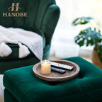 Hanobe Rustic Wooden Serving Tray: Set of 2 Round Wood Butler Decorative Tray Vintage Centerpiece Candle Holder Trays Farmhouse Ottoman Tray for Kitchen Countertop Home Decor for Coffee Table