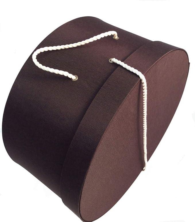Sarah's Hat Boxes Classic Brown Hat Box – 11" x 5.5" (Dia. x Ht.) Handmade in USA – Odorless Non-Toxic Adhesive, Cording Handle – Premium Storage for Hats & Accessories