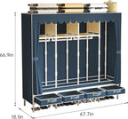 Portable Wardrobe with 4 Drawers and 3 Shelves, 67 Inch Large Capacity Freestanding Wardrobe Hanging Organizer with Lid for Bedroom, Blue