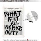 Drimiler Retro Black And White Newspaper Poster What If It All Works Out Canvas Wall Art Positive Affirming Quote Minimalist Prints Painting For Home Bedroom Dorm Wall Decor 8x12in Unframed