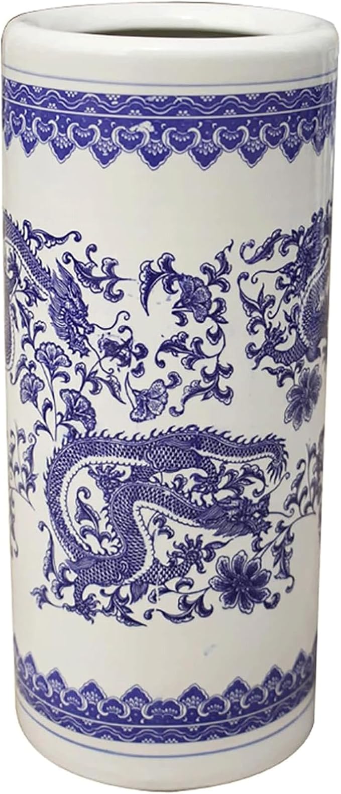 Chinese Style Umbrella Stand, Multifunctional Ceramic Vase, Large Capacity Umbrella Holder, Umbrella Stand Rack for Entryway, 50CM, Blue