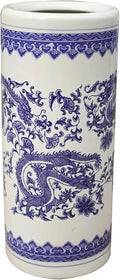 Chinese Style Umbrella Stand, Multifunctional Ceramic Vase, Large Capacity Umbrella Holder, Umbrella Stand Rack for Entryway, 50CM, Blue