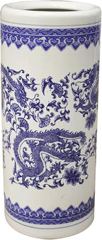Chinese Style Umbrella Stand, Multifunctional Ceramic Vase, Large Capacity Umbrella Holder, Umbrella Stand Rack for Entryway, 50CM, Blue