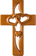 BGCOPPER Marriage Cross for Wall Love Wall Decor, Handmade Wooden Intertwined Heart Wall Cross for Wedding Valentine Christmas Gift (Wood, 10 Inch)