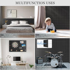 Large Felt Cork Board Alternative - 36" x 24" Black Bulletin Board with 30 Pushpins, 6 Pack Adhesive Cork Board, Sound Absorbing Fabric Wall Tiles, for Office Home Music Class