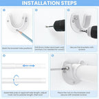 Closet Rods for Hanging Clothes, 17 to 99 Inch Heavy Duty Stepless Adjustable Closet Hanging Rod, 1.3 Inch Diameter Metal Closet Rod for Wardrobes Laundry Bedroom RV, White