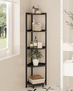 Hzuaneri Corner Shelf Stand, Corner Bookshelf, Storage Standing Shelf Unit with Metal Frame, Plant Stand, Bookcase for Living Room, Home Office, Bedroom, 5-Tier Black CS05906B