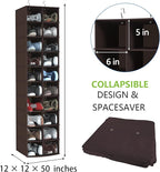 Libeder Hanging Shoe Organizer for Closet, Hanging Closet Organizers 20 Section Shoe Shelves, Space Saving Shoe Holder & Storage, Coffee, 12''W×12''Dx 50''H