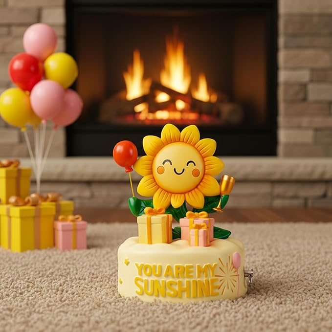 Bowu You are My Sunshine Music Box Decor – Sunflower Figurine with Wind up, Collectible Gift for Mom, Daughter, Girlfriend, Desk & Home Ornament