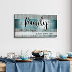 Family Wall Decor Teal Wall Art for Kitchen Dining Room Family Sign for Home Decor Wall Inspirational Quotes Canvas Prints Rustic Farmhouse Painting Artwork for Living Room Home Decorations 20x40"