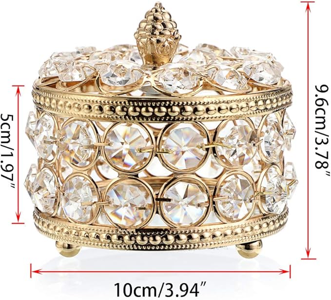 Hipiwe Crystal Mirrored Jewelry Box Jewelry Trinket Organizer Box Home Decor Ring Earrings Necklace Storage Holder Keepsake Box