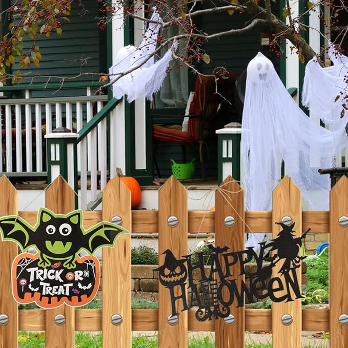 Halloween Front Door Hanger 3Pcs Halloween Wreath Hanging Sign Indoor Outdoor Wall Hanging Decoration