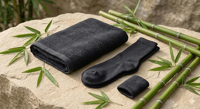Personalized Women's Fitness Starter Pack with Rayon Towel, Breathable Socks and Stretch Wristband, Dark Charcoal, Soft Workout and Yoga Set