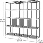 Portable Wardrobe Clothing Wardrobe Shelves Clothes Storage Organiser with 4 Hanging Rail,Grey