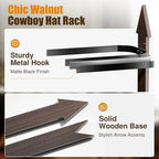 Cinati Cowboy Hat Rack Wall Mount - Wooden Western Rustic Metal Hanger With Arrow Sign Board - Holds up to 4 Hats, Fedora, Sun Hats (1 Pack)