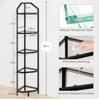 5 Tier Corner Wall Shelf Stand, 66" Metal Corner Shelves Bookshelf Display Shelf for Living Room Decor, Tall Plant Stand Multi Unit Organizer, Standing Shelf for Bedroom,Bathroom,Small Space (Black)
