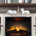 Bookshelf Decor Cat Statue, Modern Geometric Cat Figurines for Living Room Office Shelves Coffee Table Desk Decor – Set of 2 Minimalist Animal Statues (White)