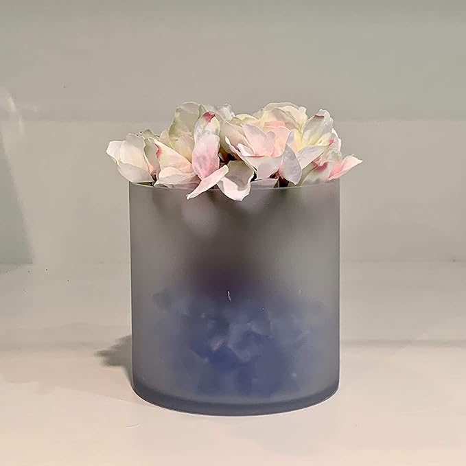 WGV Cylinder Vase Bulk, Diameter 5", Height 5", Frosted Glass Floral Planter Container, Floating Candle Holder for Wedding Party Event Home Office Decor, 12 Pieces