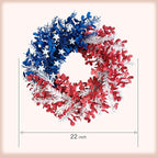 idyllic 4th of July Wreath 22 inch, Patriotic Wreath for Front Door, Red White Blue Leaves Metal Stars Independence Day, Memorial Day Americana Decor