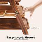 3 Tier Wooden Cupcake Stand, Tiered Serving Tray Dessert Table Display Set, Rustic Foldable Display Stand for Cupcake, Snack, Fruit, Bread, Ideal for Party, Wedding, Birthday, Home Decor (Wooden)