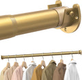 Closet Rods for Hanging Clothes, 17 to 54 Inches Stepless Adjustable Metal Closet Rod, 1.3 Inches Heavy Duty Clothes Hanging Rod for Closet Wardrobes Laundry RV, Golden