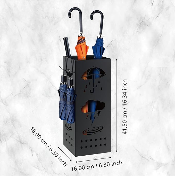 Umbrella stand - Metal vertical umbrella stand - Suitable for entrance halls, stores, offices. Dimensions: 6.3 x 6.6 x 16.34 inches