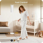 White Floor Lamps for Living Room with Remote and Foot Switch, 64.4” Modern Standing Tall Lamp, Dimmable Corner Lamp for Bedroom, Office, Bulb Included, 3000K-6500K, FCC Listed WW06LD05W1