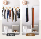 ZEDODIER 2 Pack Tie Hanger & Belt Organizer, Rotatable Tie Rack Space Saving Tie Holder with 16 Adjustable Hooks for Closet Organizers and Storage, Sturdy Belt & Tie Collection Storage, Black