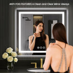 LOAAO 30"X30" LED Mirror for Bathroom, Lighted Bathroom Mirror with Lights, Anti-Fog, Dimmable, Memory Function, Clear Reflection