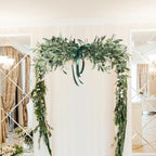 35.4inch Artificial Olive Leaves Swag, Spring Olive Door Swag with Fruit and Bow, Greenery Plants Swag Floral Garland for Front Door Garden Decor