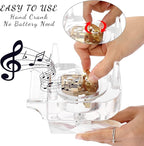 ELLDOO Crystal Music Box, Mechanical Clockwork Decorative Piano Musical Box,Transparent Piano Ornament Romantic Gift for Girl Women (Tune: for Elise)