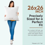 Pillowflex Synthetic Down Pillow Insert - 26x26 Down Alternative, Ultra Soft Large Square European Throw Pillow, Couch Euro Sham, Bed - 1 Decorative Form