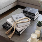 Menkxi 6 Aesthetic Decorative Books Set with Tassel Wood Bead Motivational Table Decor Encouragement Faux Book with Inspirational Design for Home Coffee Table Modern Decoration Photo Storage Box
