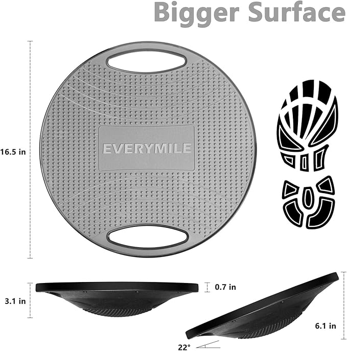 EVERYMILE Wobble Balance Board, Exercise Balance Stability Trainer Portable Balance Board with Handle for Workout Core Trainer Physical Therapy & Gym No-Skid Surface
