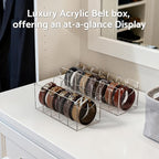 FEMELI Belt Organizer, Acrylic 5 Compartments Container Storage Holder, Clear Display Case for Closet Tie and Bow Tie
