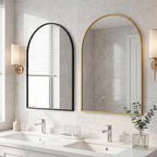 DUMOS Black Metal Arch Vanity Rounded Rectangle Bathroom Mirrors for Over Sink Wall, 24x37 Inch Large Matte Mirror, Modern Decorative for Restroom, Farmhouse