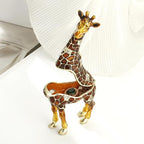 Hand Painted Trinket Box for Home Decor Accents, Enamel Hinged Jewelry Box for Bookshelf Office Table Desk Decoration, Classical Figurine Collectible Keepsake Animal Sculptures (Giraffe-Brown)