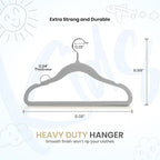 Utopia Home Kids Velvet Hangers 20 Pack – 11 Inch Non-Slip Baby Hangers for Baby and Toddlers, Durable Ultra-Slim Space-Saving Closet Organizers (Grey)
