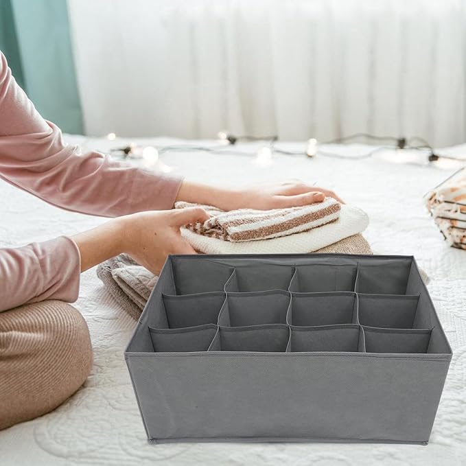 ABOOFAN Closet Organizer Clothes Storage Bin 12-Cell Fabric Storage Box for Socks Underwear Lingerie Ties Foldable Drawer Organizer for Home Closet