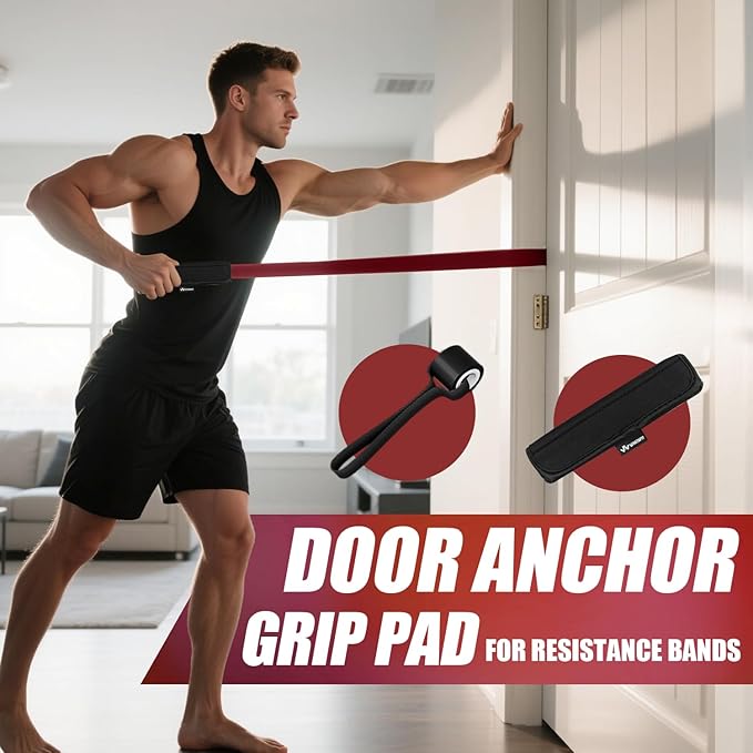WHATAFIT Resistance Bands,Pull Up Assist Bands Set with Handles, Exercise & Workout Bands with Door Anchor for Men & Women – Home Fitness Equipment for Strength Training, Stretching