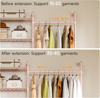 ONBRILL H4 Wall Mounted Closet System, Expandable Industrial Pipe Clothes Rack Clothing Rack for Hanging Clothes, Heavy Duty Closet Organizers and Storage in Wardrobe Closet