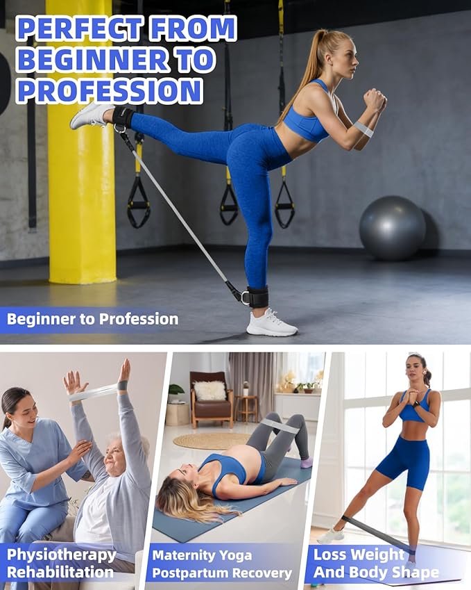 Resistance Bands Set – Resistance Band and Adjustable Ankle Exercise Bands with Cuffs Great Equipment for Training